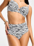 Фото #4 товара Wolf & Whistle Exclusive Fuller Bust mix & match high waist bikini bottom in zebra print