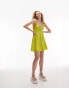 Topshop channeled mini dress in chartreuse