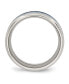 Stainless Steel Light Blue Fiber Inlay 8mm Band Ring