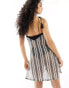 ASOS DESIGN stripe crochet mini beach dress in mono