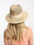 Фото #3 товара My Accessories London adjustable woven straw fedora hat in beige