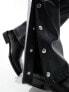 Фото #3 товара ASOS DESIGN flared trouser with split hem and popper detail in black leather look