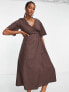 Фото #4 товара ASOS DESIGN wrap smock midi dress in chocolate