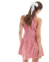 ASOS DESIGN mini halter shirt dress in ruby gingham RUBINROTE VICHYKAROS, 46 - фото #4