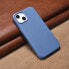 Фото #13 товара Чехол для iPhone 14 Plus ICARER из натуральной кожи с MagSafe Litchi Premium Leather Case синий