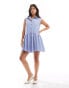 Фото #1 товара ASOS DESIGN sleeveless mini shirt dress with corset waist detail in blue stripe