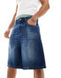 Фото #4 товара ASOS DESIGN long length denim jorts in with panels in indigo