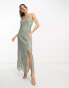 Фото #11 товара Y.A.S Bridesmaid embroidered strappy pencil midi dress in sage