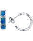 Lab-Created Blue Opal Inlay Brick Small Hoop Earrings in Sterling Silver, 0.6"