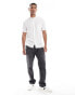 French Connection short sleeve grandad collar linen shirt in white weiß, L - фото #3