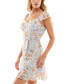 Juniors' Floral Flutter-Sleeve Wrap Dress