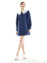 Фото #7 товара Sister Jane heart embellished collar mini dress in denim co-ord