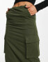 New Look cargo midi skirt in khaki