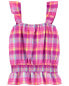 Kid 2-Piece Plaid Ruffle Tank & Raw Hem Denim Shorts Set 4