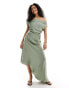 Фото #1 товара Mango modal bardot midi dress in light green