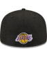 Фото #5 товара Men's Black, Gold Los Angeles Lakers Pop Front 59FIFTY Fitted Hat