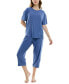 ფოტო #1 პროდუქტის Women's 2-Pc. Cropped Anchor-Print Pajamas Set