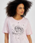 ფოტო #3 პროდუქტის Juniors' Rose Graphic Crewneck T-Shirt