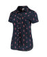 Фото #3 товара Women's Navy Boston Red Sox Floral Button Up Shirt