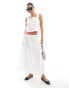 Фото #2 товара ASOS DESIGN cotton smock top with gathered cap sleeves in white co ord