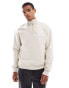 Фото #1 товара Bershka ribbed neck 1/4 zip jumper in light beige