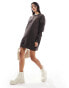 Pull&Bear oversized sweat dress in chocolate brown