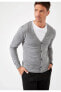 Фото #3 товара Кардиган defacto Grey Slim Fit V Neck Buttoned Knit R1329AZ20AU