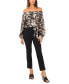 ფოტო #6 პროდუქტის Women's Floral Metallic-Chiffon Balloon-Sleeve Top