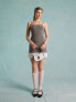 Фото #1 товара Miss Selfridge tailored ruffle hem corset mini dress in grey