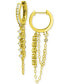 ფოტო #6 პროდუქტის Cubic Zirconia Double Chain Dangle Huggie Hoop Earrings, Created for Macy's