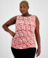 ფოტო #1 პროდუქტის Plus Size Printed Scoop-Neck Sleeveless Top, Created for Macy's