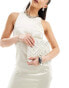 Фото #4 товара ASOS DESIGN diamond beaded zip top clutch bag in white