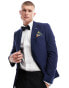 Фото #1 товара Harry Brown slim fit double breasted suit jacket in blue melange