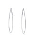 Фото #1 товара Boho Minimalist Geometric Flat Wire Pear Shaped Endless Lightweight Thin Oval Big Hoop Earrings For Women .925 Sterling Silver 1.75 Inch