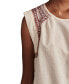 Women's Embroidered High-Low Cotton Sleeveless Blouse