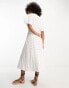 ASOS DESIGN broderie v neck midi dress with buttons in white