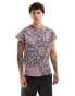 COLLUSION oversized distressed cross print t-shirt in purple wash