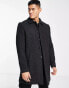 French Connection single breasted collar coat in charcoal houndsooth