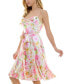 Фото #5 товара Juniors' Floral-Print Cowlneck Godet-Pleat Dress