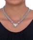 ფოტო #2 პროდუქტის Diamond Mesh Heart Necklace in Sterling Silver (1/4 ct. t.w.)