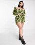 Фото #4 товара COLLUSION Plus frayed edge corset top in floral camo co-ord