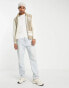 Hollister monogram logo sherpa lined shawl collar full zip knit cardigan in tan