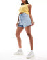 Фото #4 товара Levi's high waist mom contrast stitch denim shorts in light blue