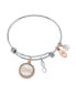 ფოტო #1 პროდუქტის "Forever Friends" Infinity Bangle Bracelet in Stainless Steel & Rose Gold-Tone with Silver Plated Charms