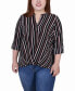 Фото #1 товара Plus Size 3/4 Sleeve Mandarin Collar Blouse with Front Pleats