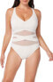 Фото #1 товара Rod Beattie 297223 Women's Mesh One-Piece Swimsuit in Coconut Water, 10, White