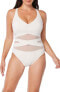 Rod Beattie 297223 Women's Mesh One-Piece Swimsuit in Coconut Water, 10, White