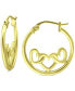 ფოტო #1 პროდუქტის Heart Accent Small Hoop Earrings in 18k Gold-Plated Sterling Silver, 0.75", Created for Macy's