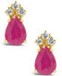 ფოტო #3 პროდუქტის Ruby (1 ct. t.w.) and Diamond (1/8 ct. t.w.) Stud Earrings in 14k Yellow Gold