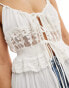 Miss Selfridge beach lace insert tie front beach cover up maxi cami in cream